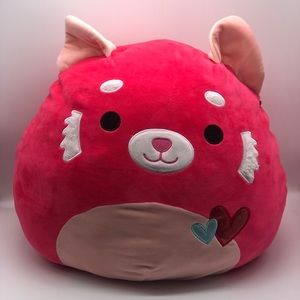 squishmallow cute Reddish Pink Cat With Stripped Tail 16” To 24” In Size.